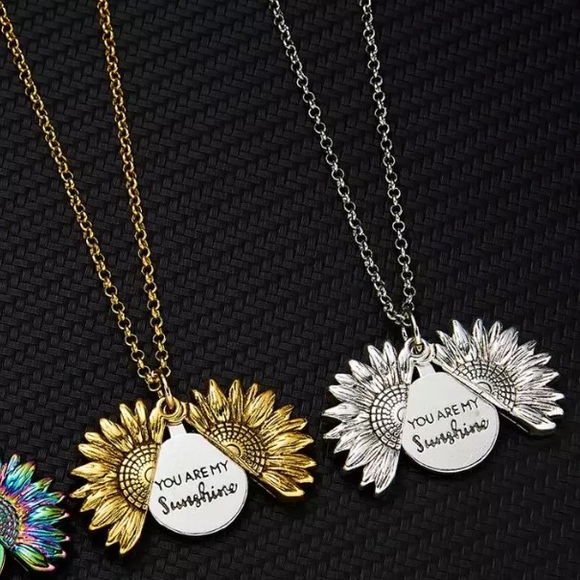 Sunflower Pendant You are my sunshine Long Chain - Picture 3 of 6